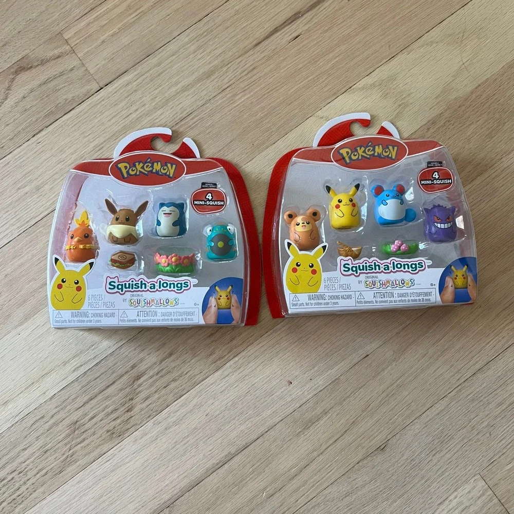 Pokemon Squish-a-longs Squishmallows Series 1 Mini Figures 2‎ Pk Bundle Jazwares